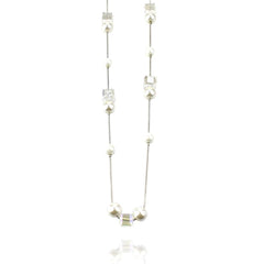 Long Square Beaded Necklace, 34-Inch