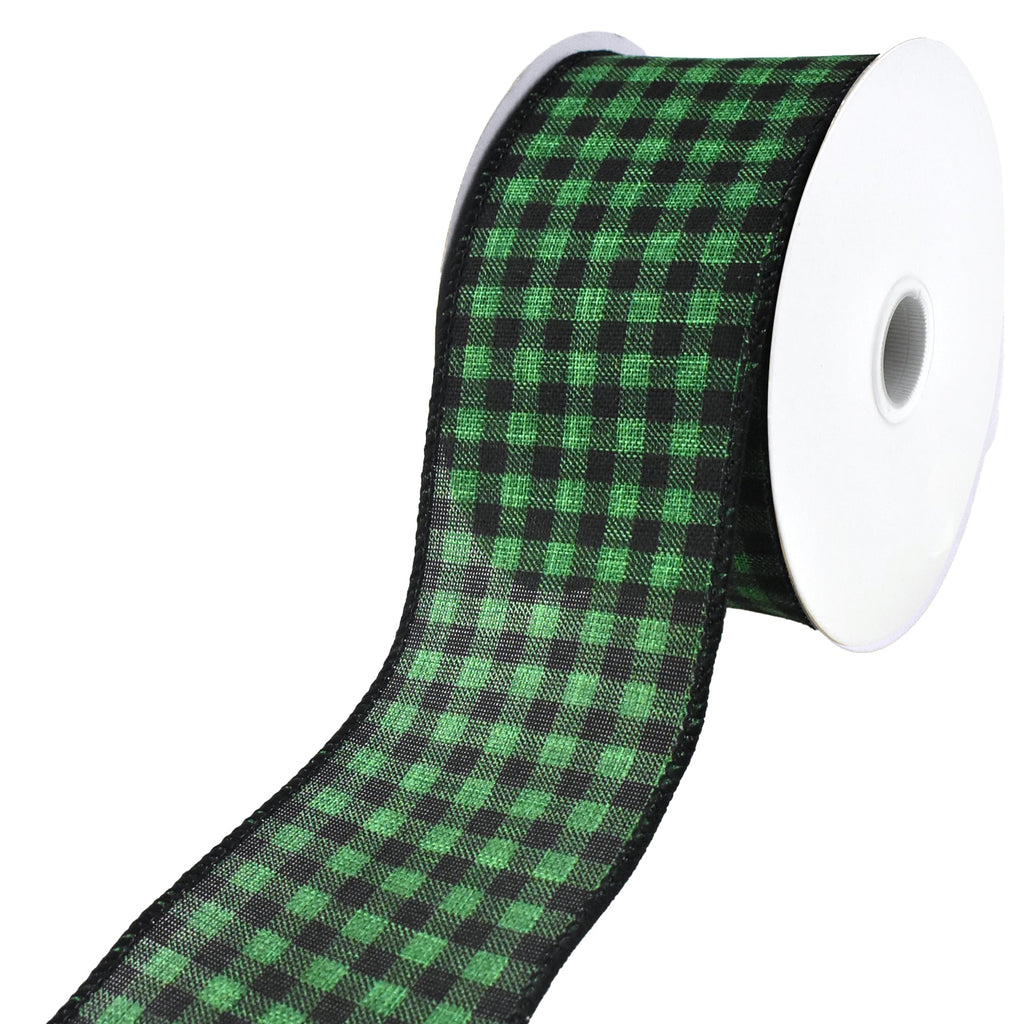 Forest Buffalo Checkered Plaid Wired Ribbon, 2-1/2-Inch, 10-Yard