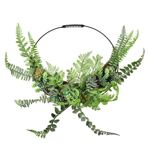 Artificial Succulents and Ferns Wreath, 22-Inch