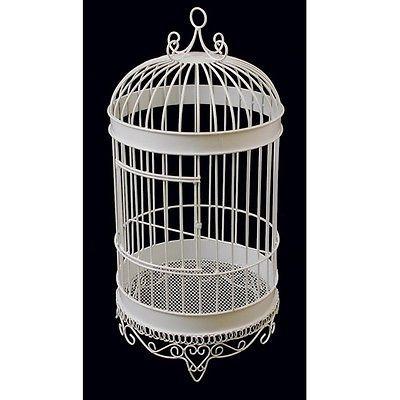 White Metal Wedding Bird Cage Display, 20-1/2-Inch
