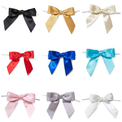 Pre-Tied Satin Bows, 7/8-Inch, 12-Piece