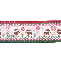Christmas Reindeer Red/Green Wired Ribbon, 2-1/2-Inch, 10-Yard - Natural