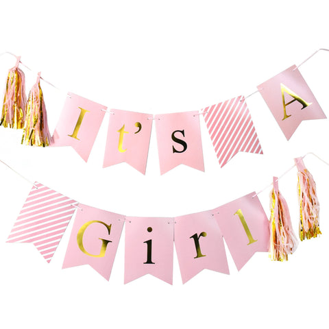 It's a Girl Tassel Party Banner, 10-Feet