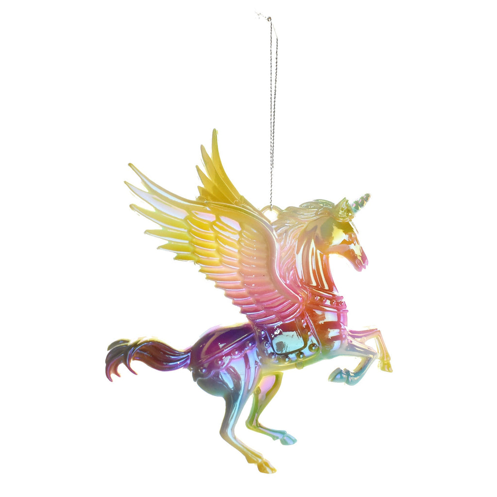 Rainbow Unicorn Pegasus Plastic Ornament, 5-1/2-Inch