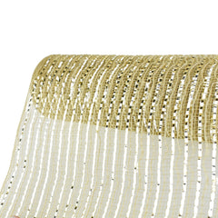 Metallic Jute Line Fabric Mesh, 10-Inch x 10-Yard - Champagne