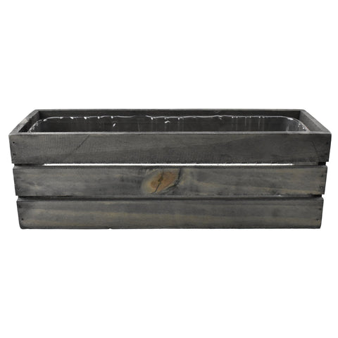 Rustic Wood Rectangle Box, 12-Inch x 4-Inch - Dark Brown