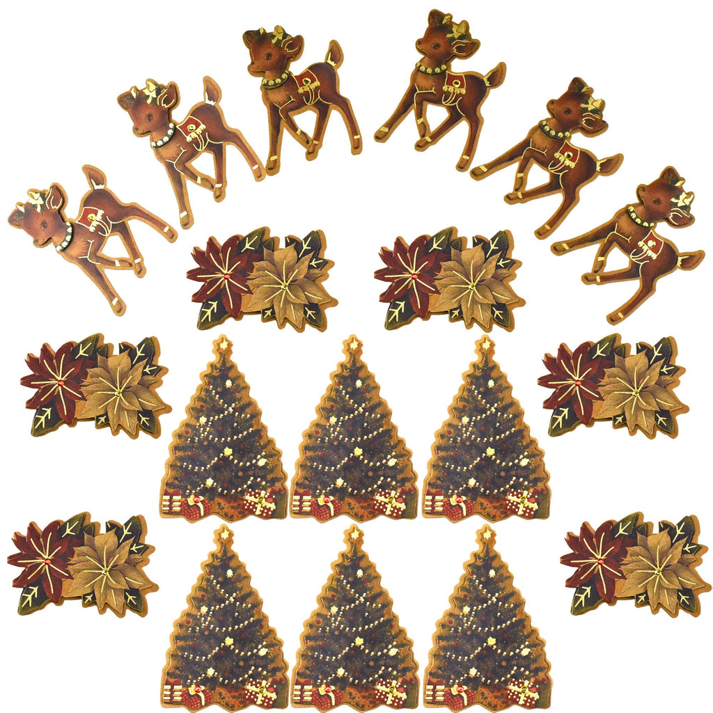 Christmas Seasonal Icons Die Cut Embellishments, 3-Inch, 3-Piece, 18-Count