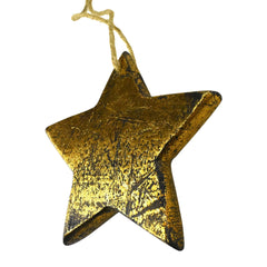 Metallic Brushed Wooden Star Christmas Ornament, 3-1/2-Inch - Gold