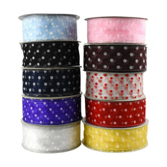 Organza Polka Dots Wired Ribbon, 2-Inch, 50-Yard