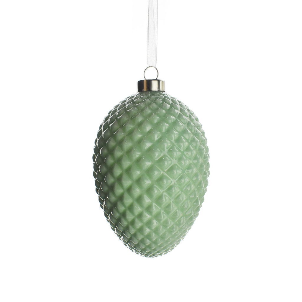 Studded Pattern Glass Egg Christmas Ornament, 6-Inch