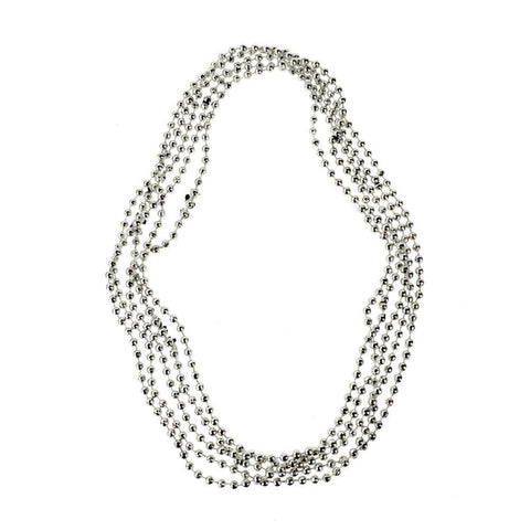 Plastic Bead Faceted Necklace, Silver, 15-1/2-Inch, 5-Count