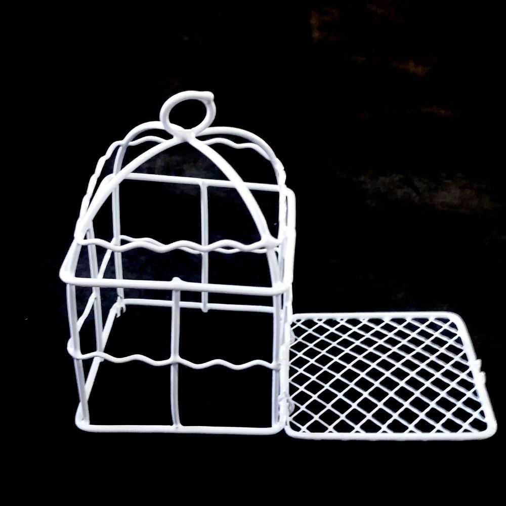 Mini White Metal Wire Bird Cages, Square, 3-1/2-Inch, 12-Piece