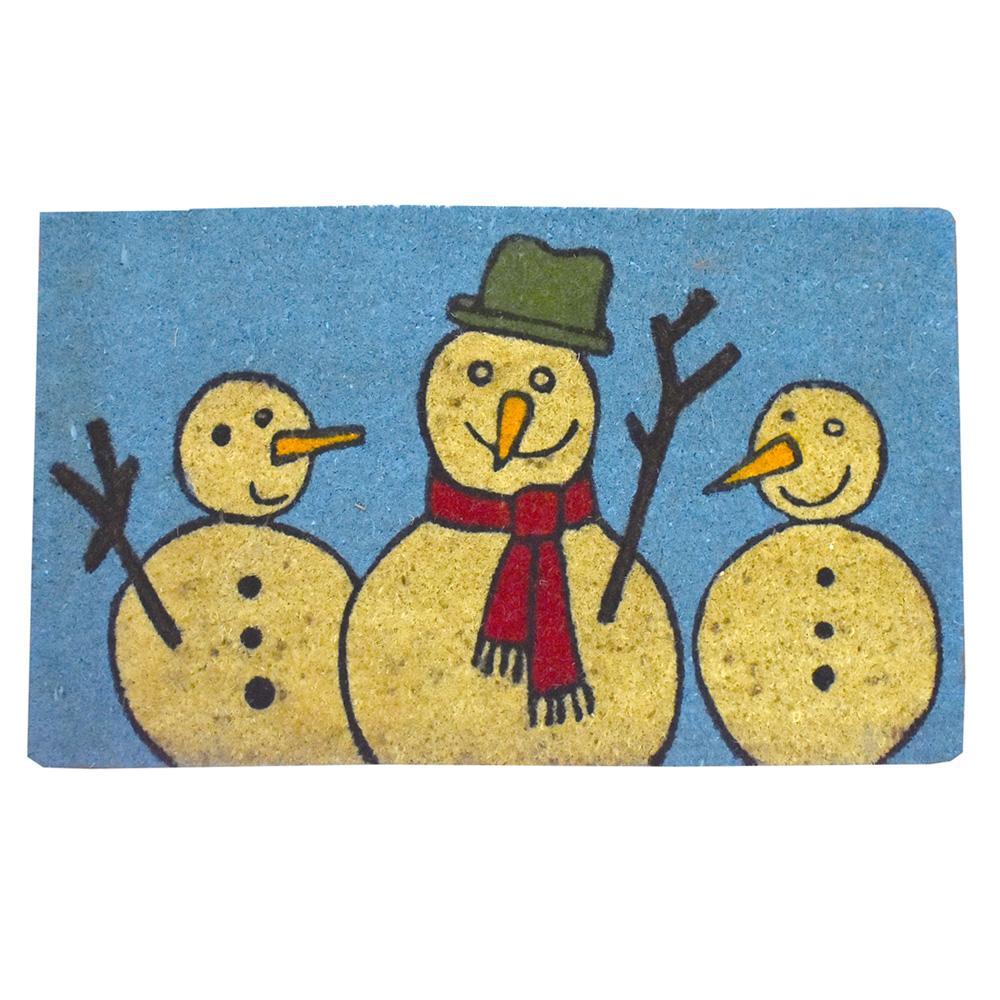 Snowmen Family Christmas Coir Doormat, 29-1/2 x 18-Inch