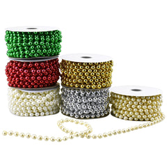 Plastic Pearls Beads String Garland, 8mm, 5/16-inch, 8-yard