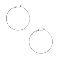 Textured Surgical Steel Gold Plated Hoop Earrings, 1-5/8-Inch