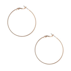 Textured Surgical Steel Gold Plated Hoop Earrings, 1-5/8-Inch