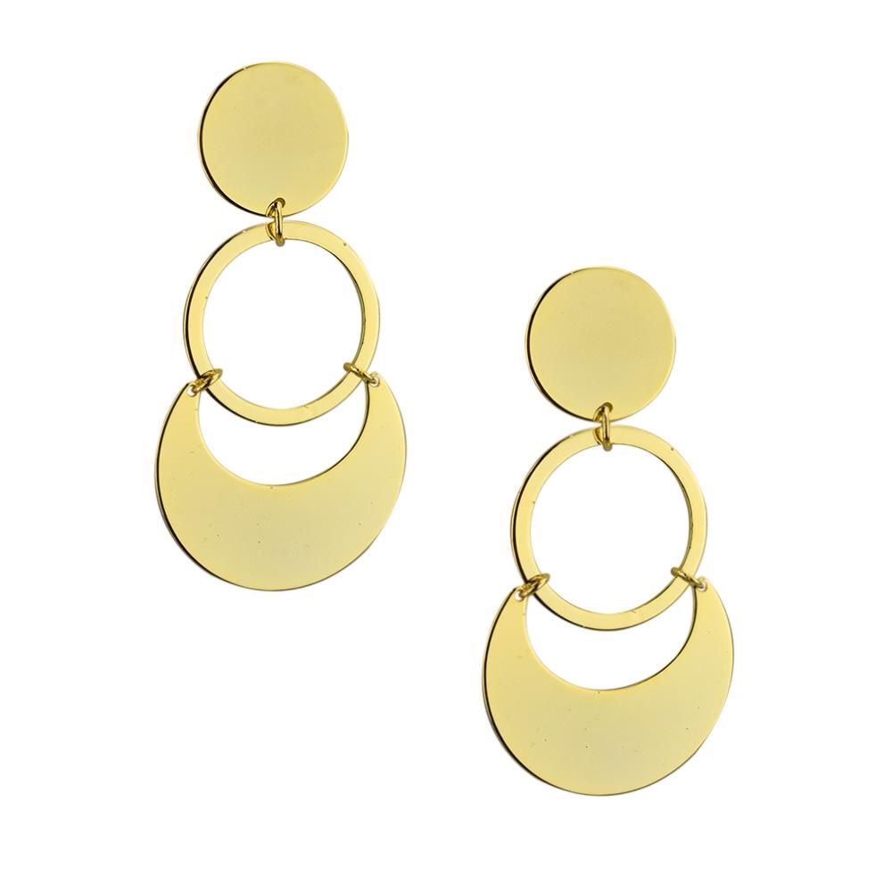 Round Hanging Disk Drop Earrings, 2-1/2-Inch