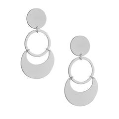 Round Hanging Disk Drop Earrings, 2-1/2-Inch