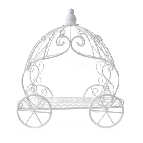 Metal Pumpkin Carriage, White, 12-Inch