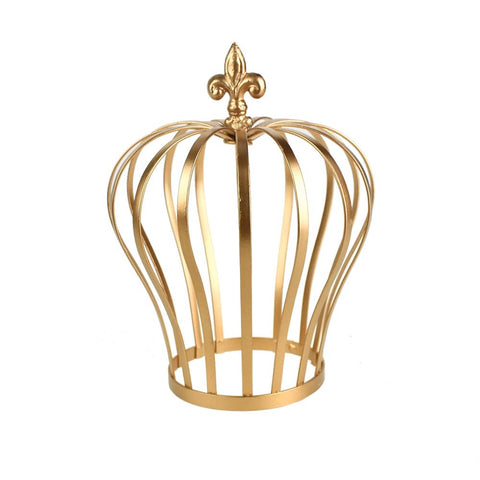 Metal Wired Crown with Fleur-de-lis Accent, Gold, 8-1/2-Inch