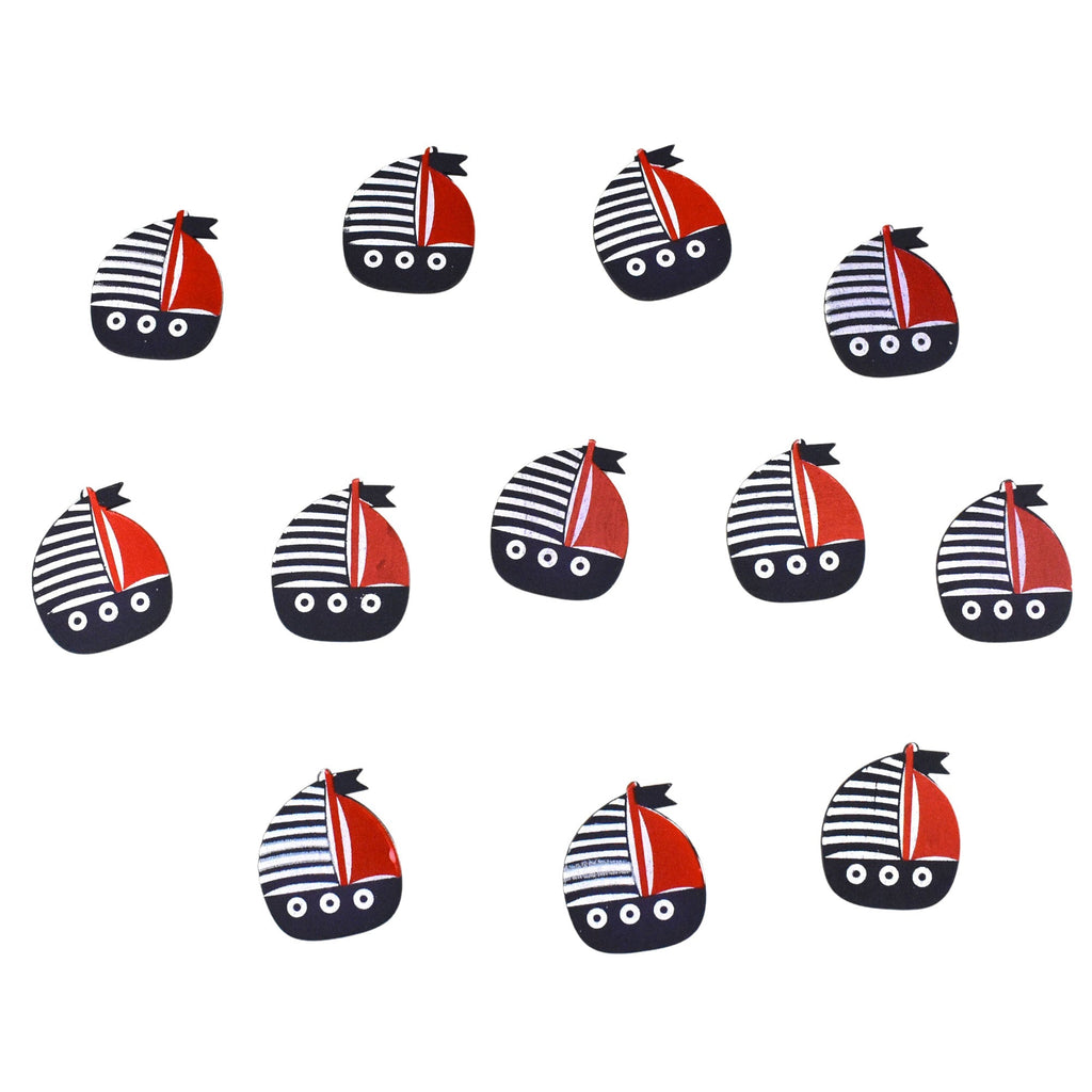 Mini Sailboat Wooden Party Favors, 1-1/2-Inch, 12-Count - Navy Blue