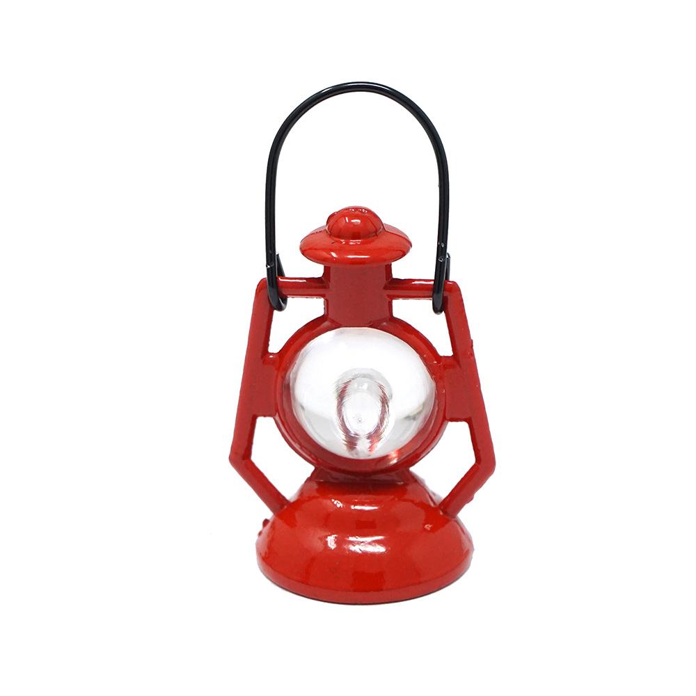 Miniature Metal Kerosene Lantern Figurine, Red, 1-7/8-Inch