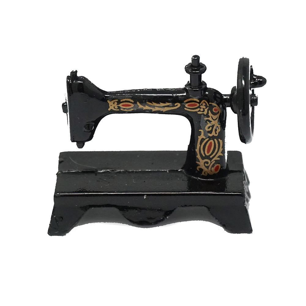 Miniature Metal Sewing Machine Figurine, Black, 1-1/8-Inch