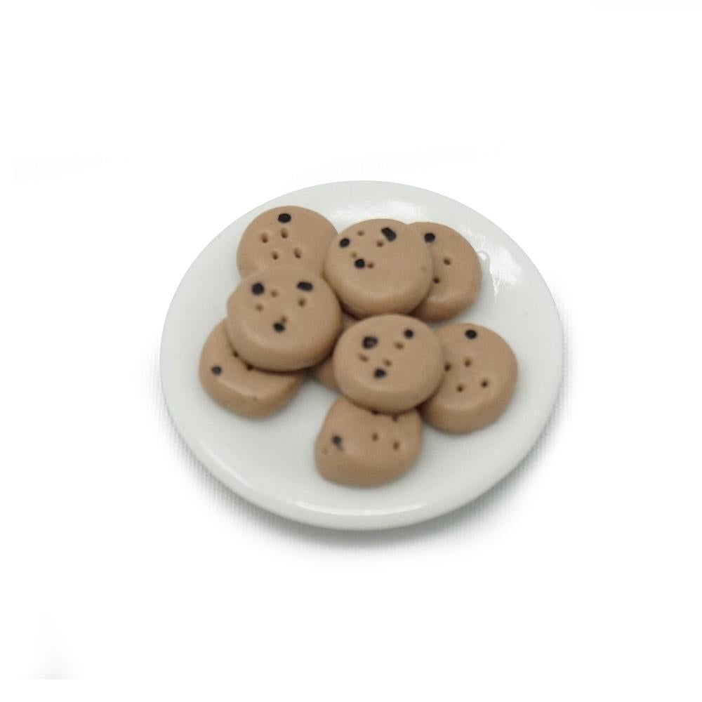 Miniature Chocolate Chip Cookie Plate Figurine, 1-1/16-Inch
