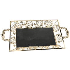 Metallic Flourish Mirror Base Rectangle Tray, 23-1/4-Inch