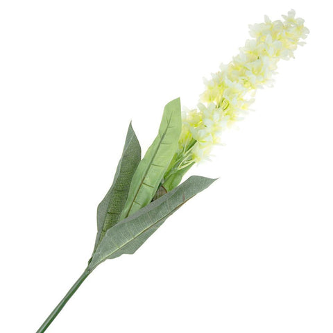 Tall White Silk Flower Stem with Leaves, 4-Feet