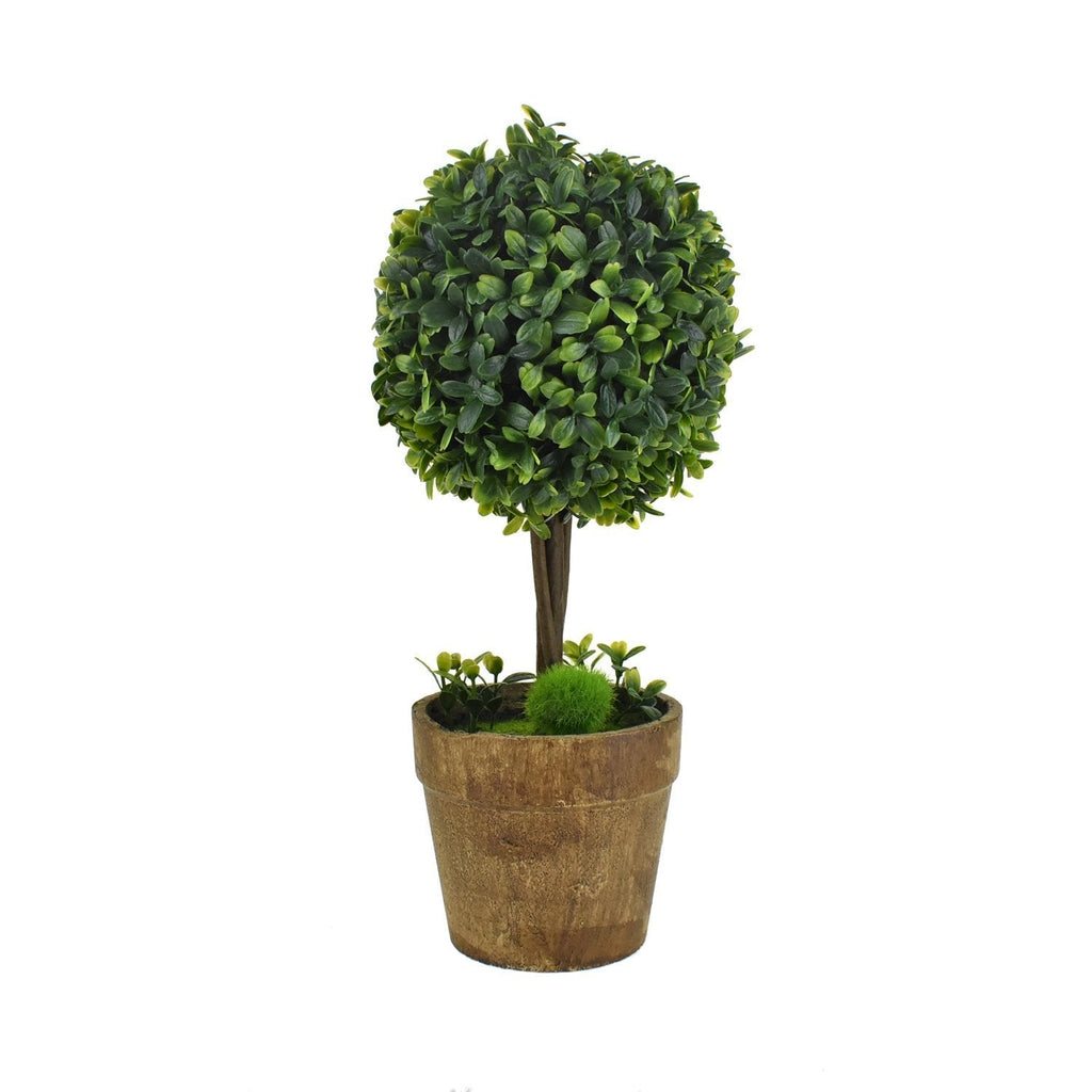 Mini Artificial Potted Topiary Ball Tree, 12-3/4-Inch