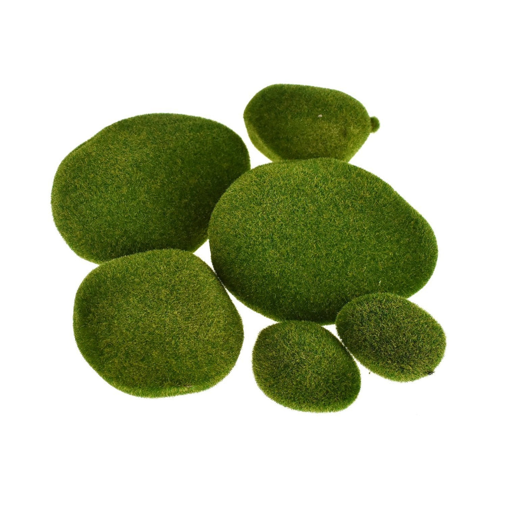 Artificial Moss Stones, Moss Green, Assorted, 6-Piece