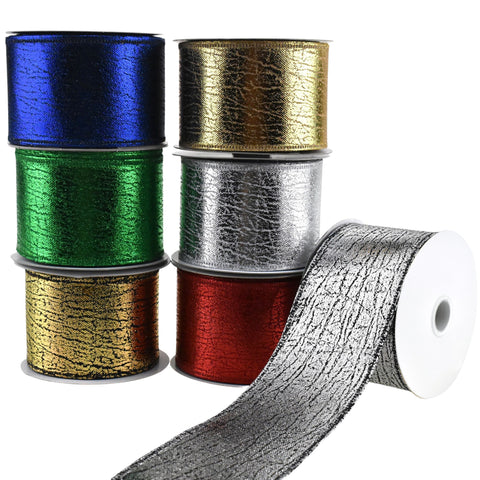 Elegant Cracked Lamé Wired Ribbon, 2-1/2-Inch, 10-Yard