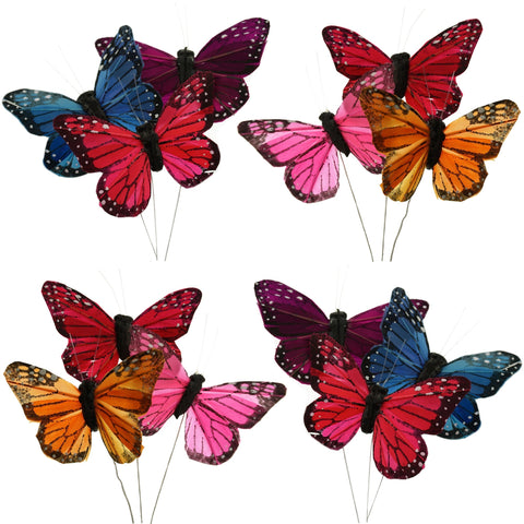 Monarch Butterfly Floral Accents, 4-1/2-Inch, 12-Piece - Assorted Colors