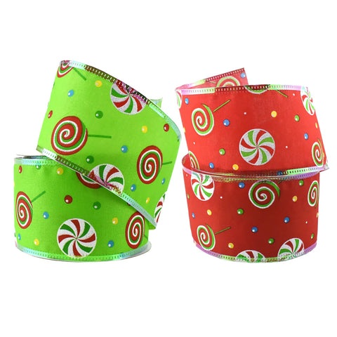 Lollipops and Gumdrops Wired Ribbon, 2-1/2-Inch, 10-Yard