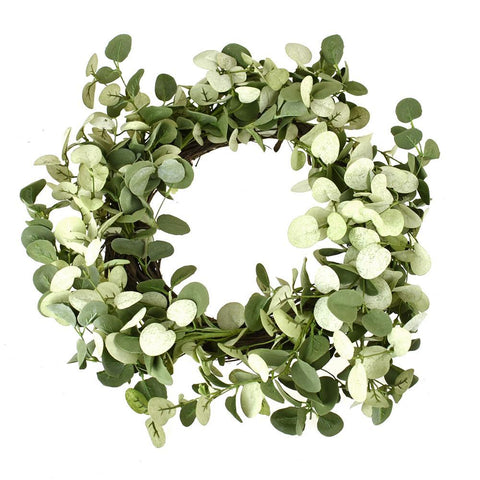 Artificial Eucalyptus Wreath, Green, 20-Inch
