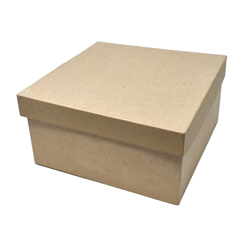 DIY Paper Mache Square Gift Box, Natural, 9-Inch