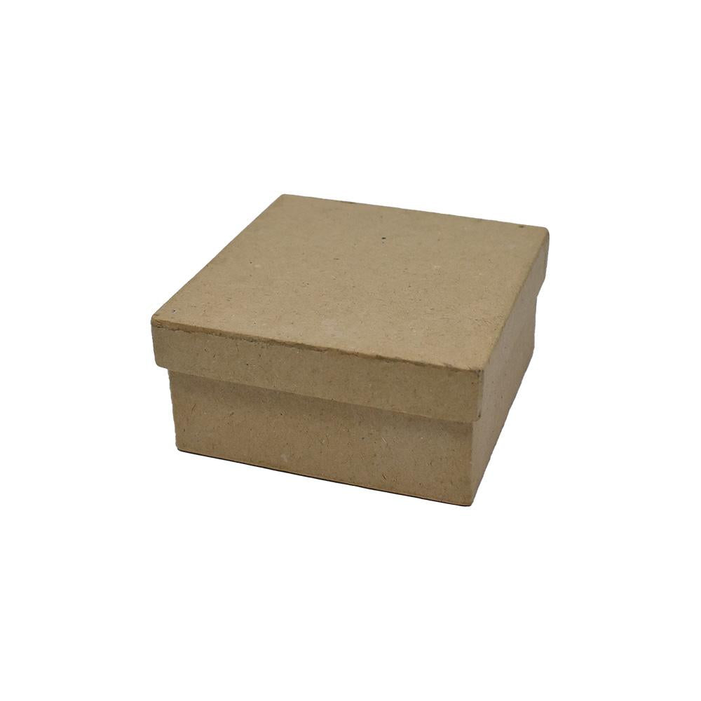 DIY Paper Mache Square Gift Box, Natural, 3-1/4-Inch
