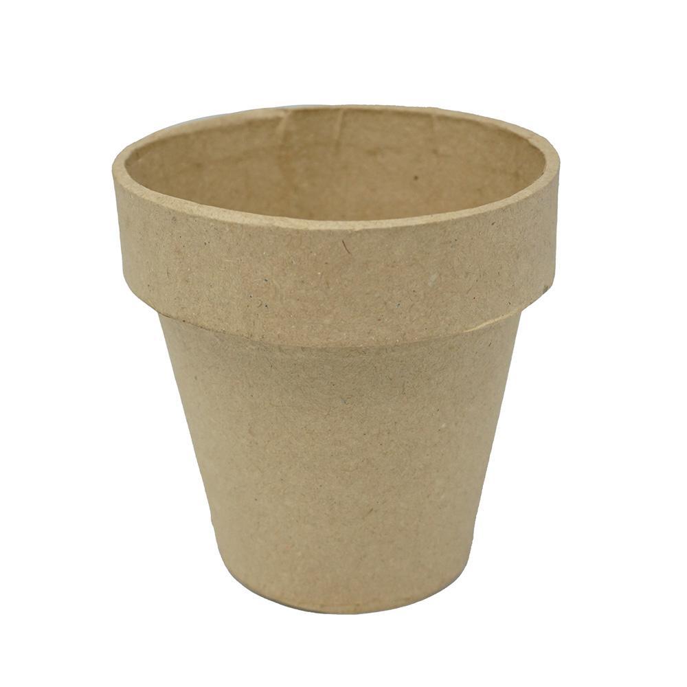 Mini Paper Mache Clay Pot, Natural, 4-Inch