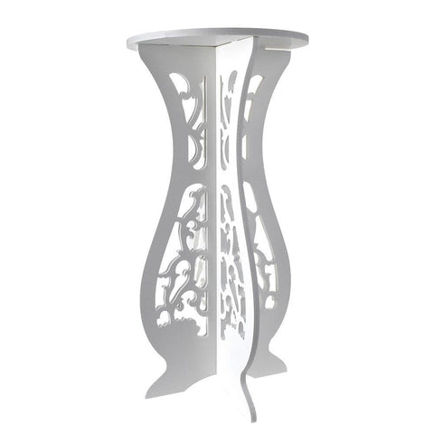Wooden Flourished Accent Pedestal Stand, 24-Inch