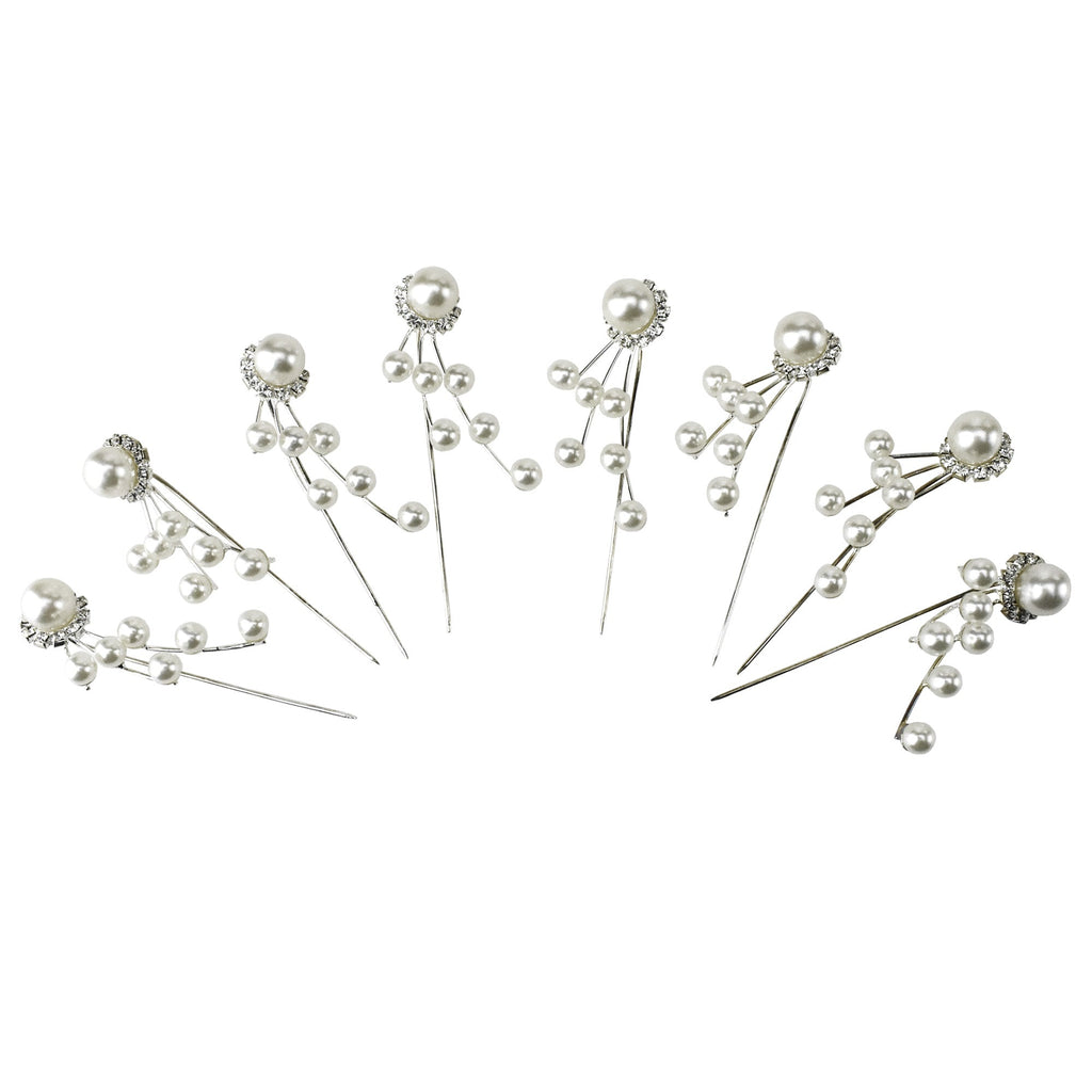 Dangle Pearl Floral Pins, 3-1/4-Inch, 8-Count