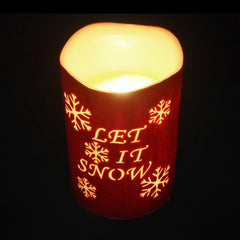 Flameless Essence Glow Snowflake LED Christmas Candle with Built-In Timer, Red
