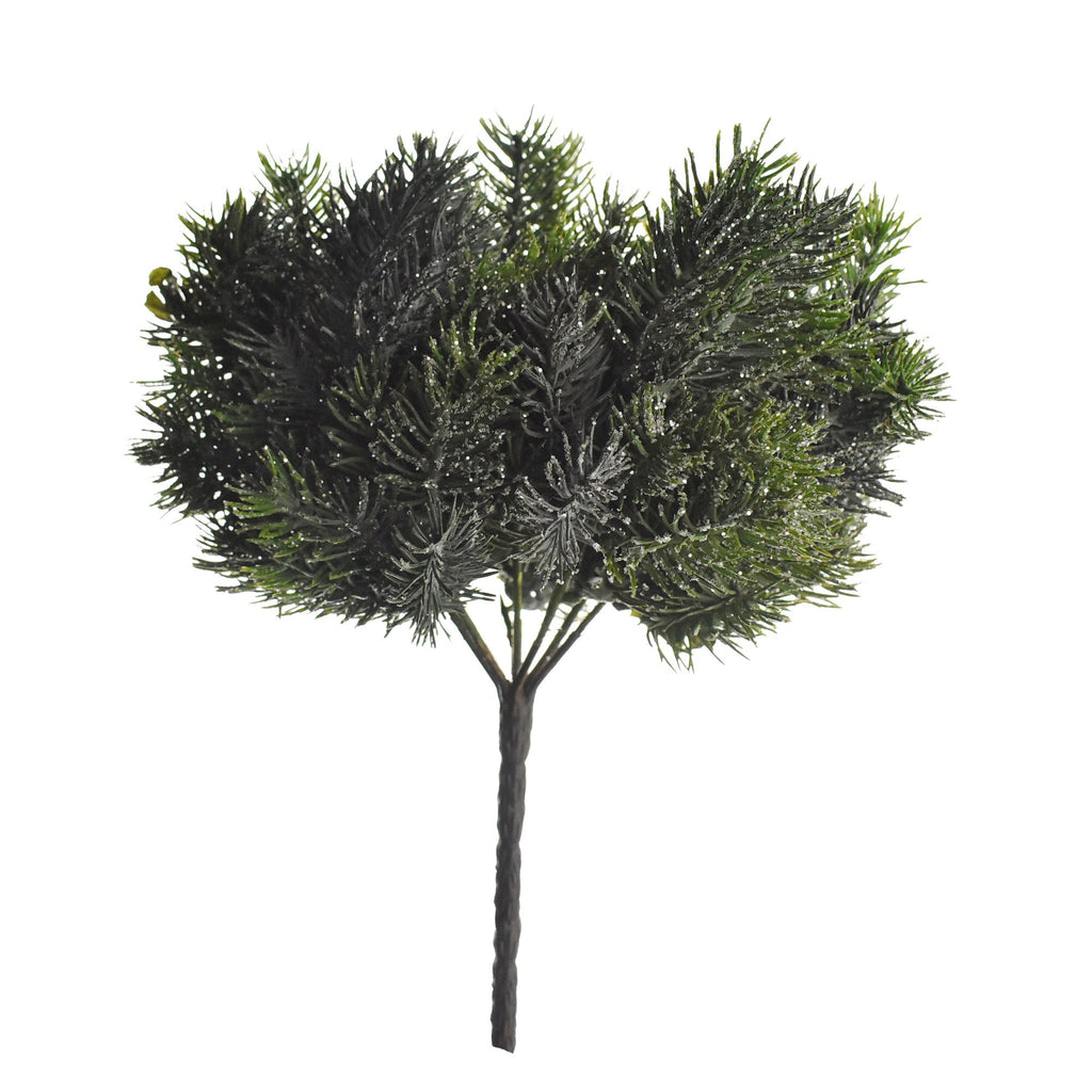 Artificial Glittered Pine Bush, 13-Inch