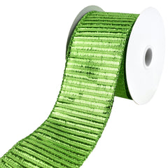 Christmas Shiny Metallic Woven Stripes Wired Ribbon, 2-1/2-Inch, 10-Yard