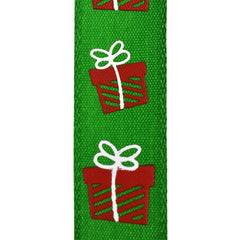 Christmas Gift Boxes Satin Ribbon, 5/8-Inch, 10-Yard - Green