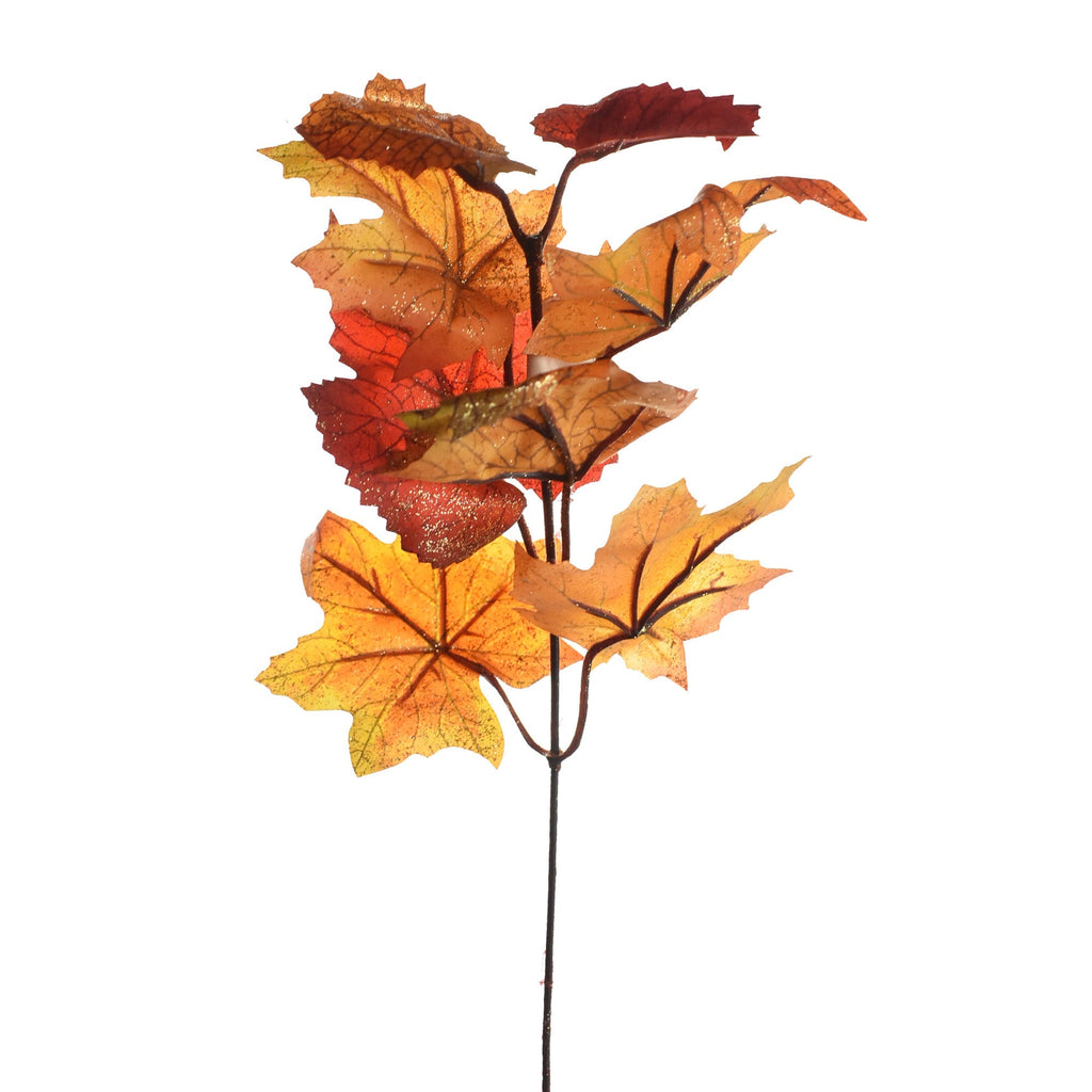 Glittered Artificial Autumn Maple Leaf Pick, 12-Inch