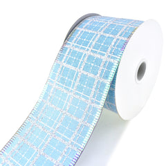 Iridescent Plaid Linen Wired Ribbon, 2-1/2-Inch, 10-Yard