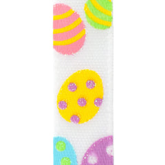 Iridescent Easter Eggs Satin Ribbon, 3/8-inch, 10-yard