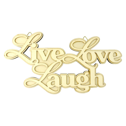 Wooden 3D DIY Craft Live Laugh Love Plaque with Hooks, 9-1/2-Inch