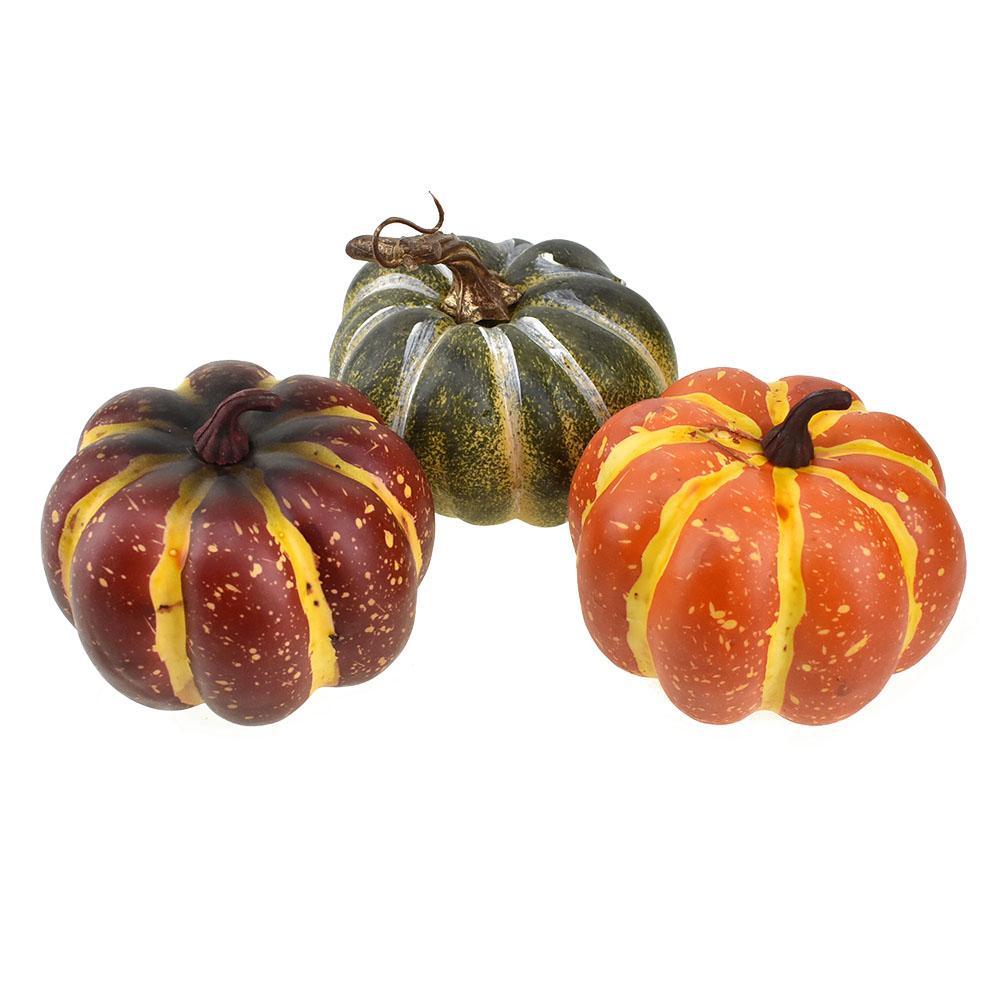 Autumn Color Pumpkins, 4-Inch, 3-Piece